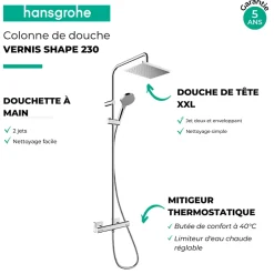 Hansgrohe Colonne de douche thermostatique Vernis Shape 230 chromé
