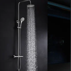 Colonne De Douche Thermostatique|Imex Products Colonne de douche thermostatique chrome acier et laiton avec douchette reglable et robinet securise