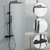 Colonne De Douche Hydromassante|Homelody Colonne de Douche Thermostatique Securite 38C Jet Pluie Hauteur Reglable 855 a 1105 mm Acier Inoxydable Noir pour Salle de Bain