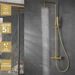 Imex Colonne de Douche Thermostatique Anti-Calcaire Or Brossé NAPOLES BTN047/OC
