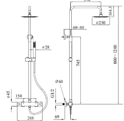 Hudor COLONNE DE DOUCHE THERMOSTATIQUE EN LAITON ROSÉ DORÉ (CUIVRE) SC418 COLLECTION PENEE