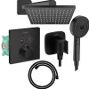 Colonne De Douche Encastrable|Hansgrohe Colonne de douche thermostatique ShowerSelect E Douche de tête Vernis Shape Flexible Designflex Douchette Pulsify noir
