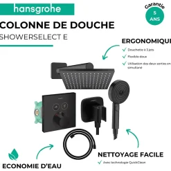 Colonne De Douche Encastrable|Hansgrohe Colonne de douche thermostatique ShowerSelect E Douche de tête Vernis Shape Flexible Designflex Douchette Pulsify noir