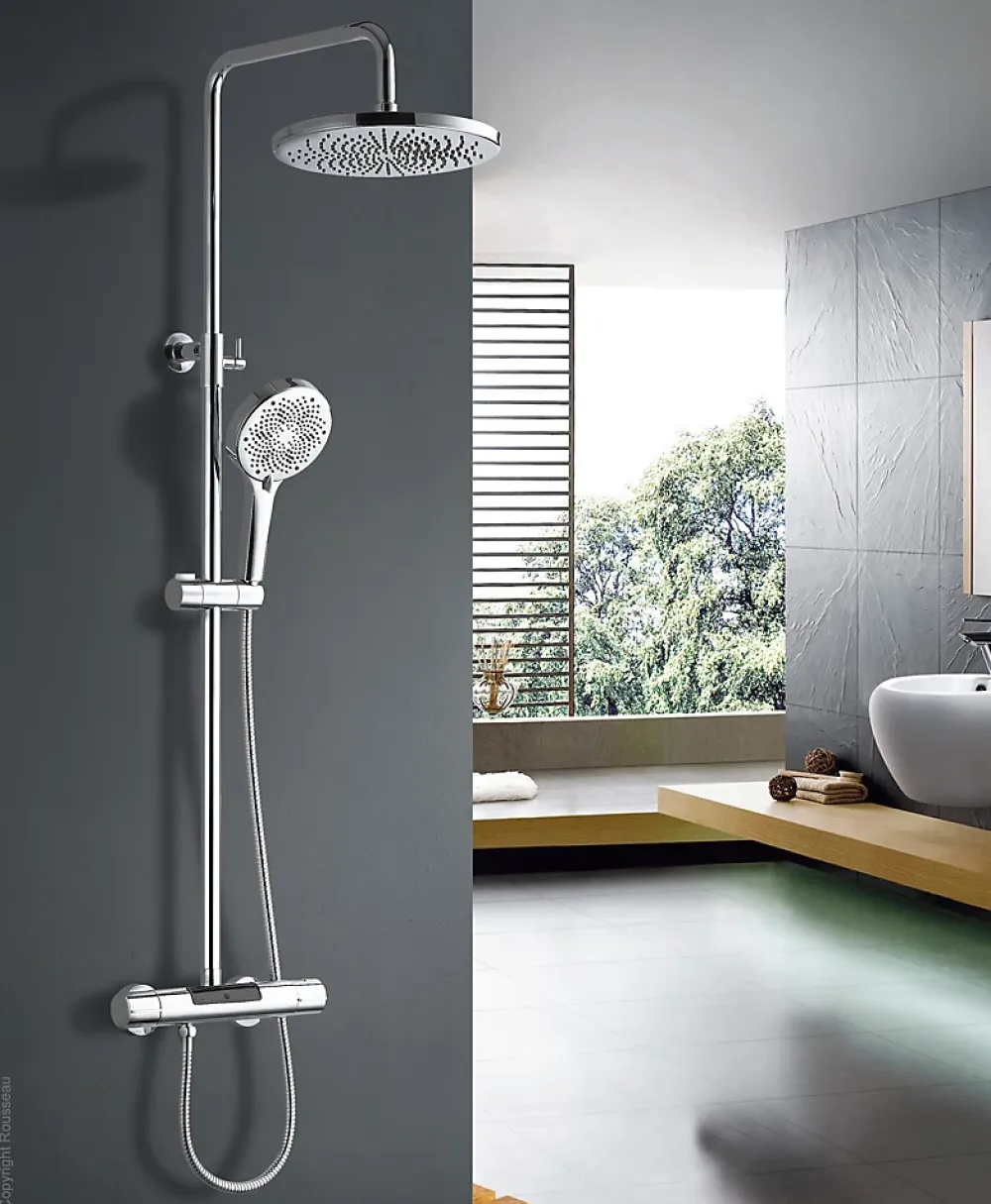 Colonne De Douche Thermostatique|Edouard Rousseau Colonne de douche thermostatique chrome XL, Ekogest