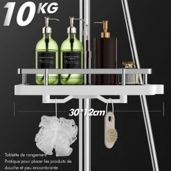 Homelody Colonne de Douche Thermostatique Hauteur Reglable 940 a 1200 mm Jet Pluie avec Tablette Finition Chrome pour Salle de Bain