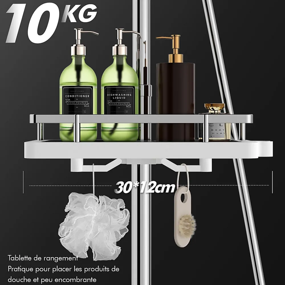 Homelody Colonne de Douche Thermostatique Hauteur Reglable 940 a 1200 mm Jet Pluie avec Tablette Finition Chrome pour Salle de Bain