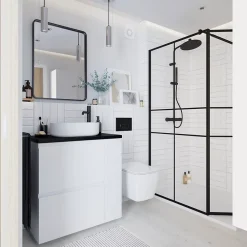 Colonne De Douche Thermostatique|GoodHome Colonne de douche thermostatique avec pommeau, douchette 2 jets, flexible, barre réglable, noir, Levanna