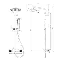 Colonne De Douche Thermostatique|GoodHome Colonne de douche thermostatique avec pommeau, douchette 2 jets, flexible, barre réglable, noir, Levanna