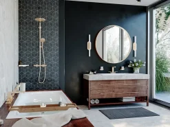 Colonne De Douche Thermostatique|Hansgrohe Colonne de douche thermostatique avec pommeau + douchette 3 jets + flexible + barre réglable, bronze brossé, Select S240 PowderRain