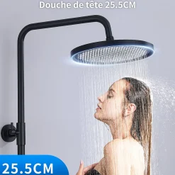 Colonne De Douche Thermostatique|Homelody Colonne de Douche Thermostatique Securite 38C Jet Pluie Hauteur Reglable 1006 a 1206 mm Acier Inoxydable Noir Pour Salle de Bain