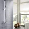 Bernstein Colonne de douche thermostatique acier inox + pommeau 20x20cm - 118x41cm - 8821C Basic 20x20cm