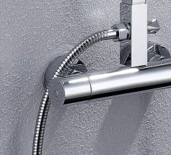 Bernstein Colonne de douche thermostatique acier inox + pommeau 20x20cm - 118x41cm - 8821C Basic 20x20cm