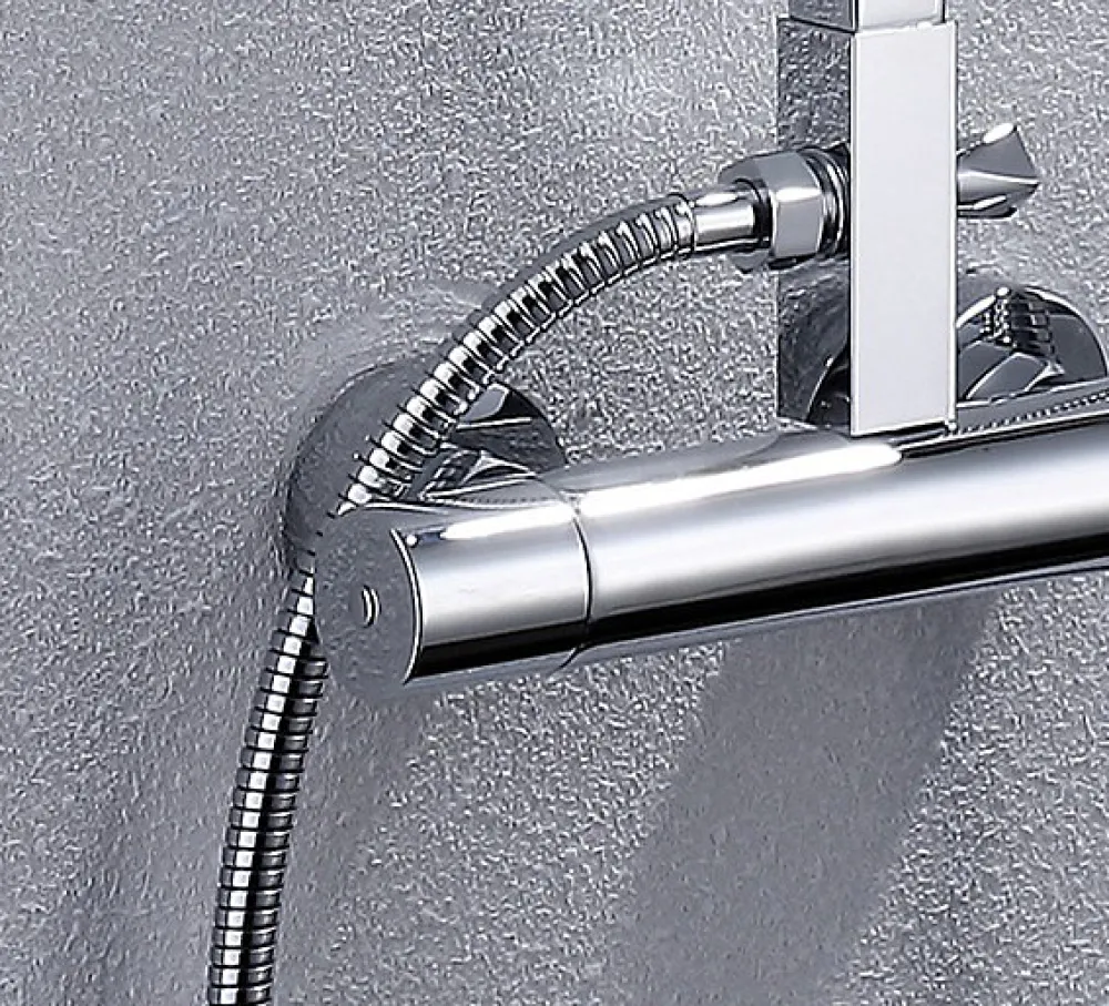 Bernstein Colonne de douche thermostatique acier inox + pommeau 20x20cm - 118x41cm - 8821C Basic 20x20cm