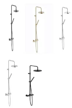 Robinet De Douche|Nobili Colonne de douche thermostatique TONDA avec douchette stylo - Coloris: PVD Miele brossé