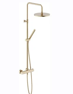 Robinet De Douche|Nobili Colonne de douche thermostatique TONDA avec douchette stylo - Coloris: PVD Miele brossé