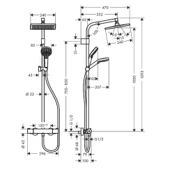 Hansgrohe Colonne de douche thermostatique Crometta E240