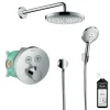 Hansgrohe Colonne de douche thermostatique encastrée ShowerSelect S chromé + douche de tête Raindance Select S + nettoyant