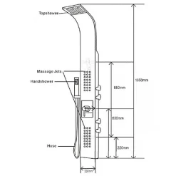 Bernstein Colonne de douche thermostatique murale acier inox avec mitigeur, pommeau de douche, jets massage, 165x22cm, SEDAL 8815