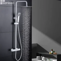 Colonne De Douche Thermostatique|Imex Colonne de Douche Thermostatique Anti-Calcaire Blanc Mat ART BTAR025/BL