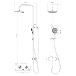 Colonne de douche thermostatique noir Hanalei