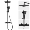 Colonne De Douche Thermostatique|Auralum Max Colonne de Douche Thermostatique avec mitigeur , Ensemble de Douche Noir, Douche avec Tête de Douche de 12 pouces