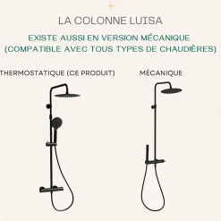 Essebagno Colonne de douche thermostatique noir Luisa