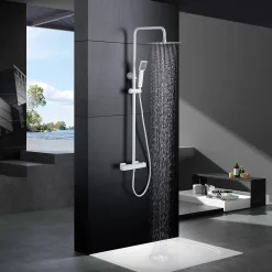 Imex Products Colonne de douche thermostatique acier et laiton finition blanche avec douchette extensible
