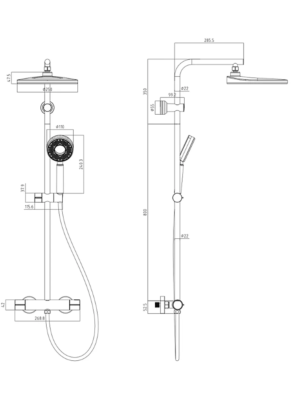 Colonne De Douche Thermostatique|Edouard Rousseau Colonne de douche thermostatique noire, Hoop