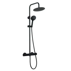 Kramer Colonne de douche thermostatique avec pommeau et douchette 3 jets, noir, Saro