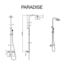 Colonne De Douche Thermostatique|Poalgi Colonne de douche thermostatique avec barre extensible SKY BATH chromé Inox S304 série PARADISE