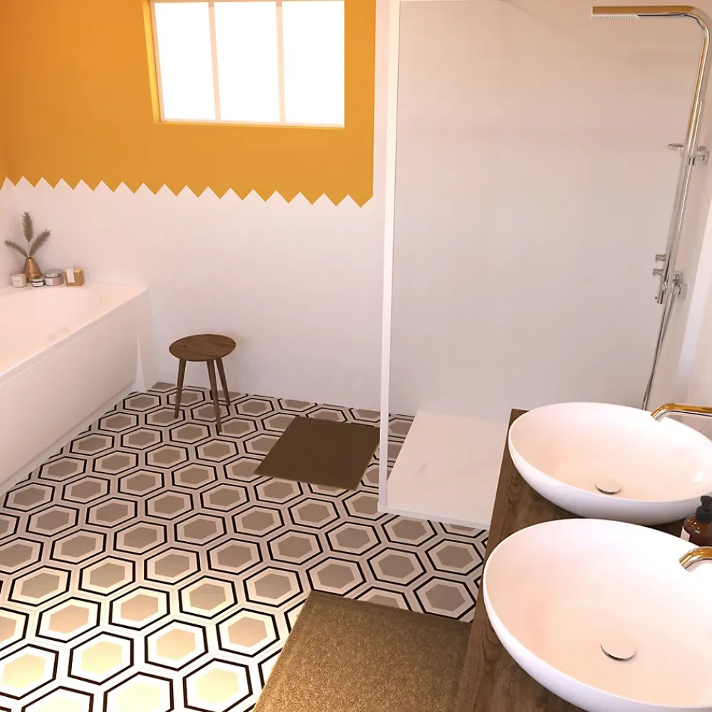 Valentin Colonne de douche thermostatique avec pomme de tête, douchette 1 jet et flexible, porte-savon, laiton chromé, Allure