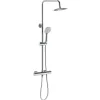 AICA Sanitaire Colonne de douche thermostatique avec pomme de tête, douchette et flexible, effet chromé,rond, AICA