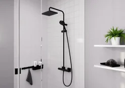 Colonne De Douche Thermostatique|Hansgrohe Colonne de douche thermostatique noir Eco Vernis Shape