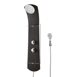 Colonne De Douche Hydromassante|Valentin Colonne de douche thermostatique avec tablettes, pomme de tête, douchette et flexible, noir, Nautilus