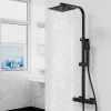 AICA Sanitaire Colonne de douche thermostatique avec pomme de tête, Carré,noir mat, AICA