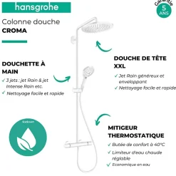 Colonne De Douche Thermostatique|Hansgrohe Colonne de douche thermostatique Croma Select S 280 EcoSmart blanc mat