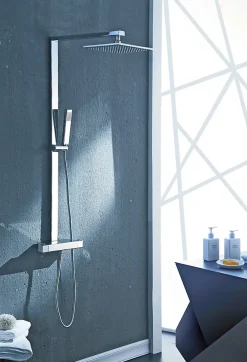 Bernstein Colonne de douche thermostatique acier inox + pommeau 20x20cm - 112,5x50cm - NT6705C 20x20cm