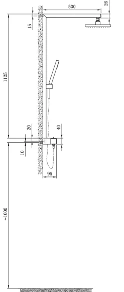 Bernstein Colonne de douche thermostatique acier inox + pommeau 20x20cm - 112,5x50cm - NT6705C 20x20cm