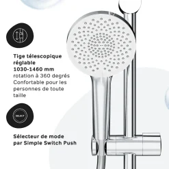 Am.Pm Europe Colonne de douche thermostatique, avec mitigeur thermostatique Système de douche avec robinet Chrome, F07XA400 X-Joy AM.PM