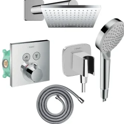 Colonne De Douche Encastrable|Hansgrohe Colonne de douche thermostatique ShowerSelect E Douche de tête Vernis Shape Flexible Metaflex Douchette Vernis B chromé