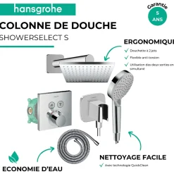 Colonne De Douche Encastrable|Hansgrohe Colonne de douche thermostatique ShowerSelect E Douche de tête Vernis Shape Flexible Metaflex Douchette Vernis B chromé