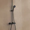 Grohe Colonne de douche thermostatique avec douchette + pommeau + flexible + barre, noir, Vitalio Start 250