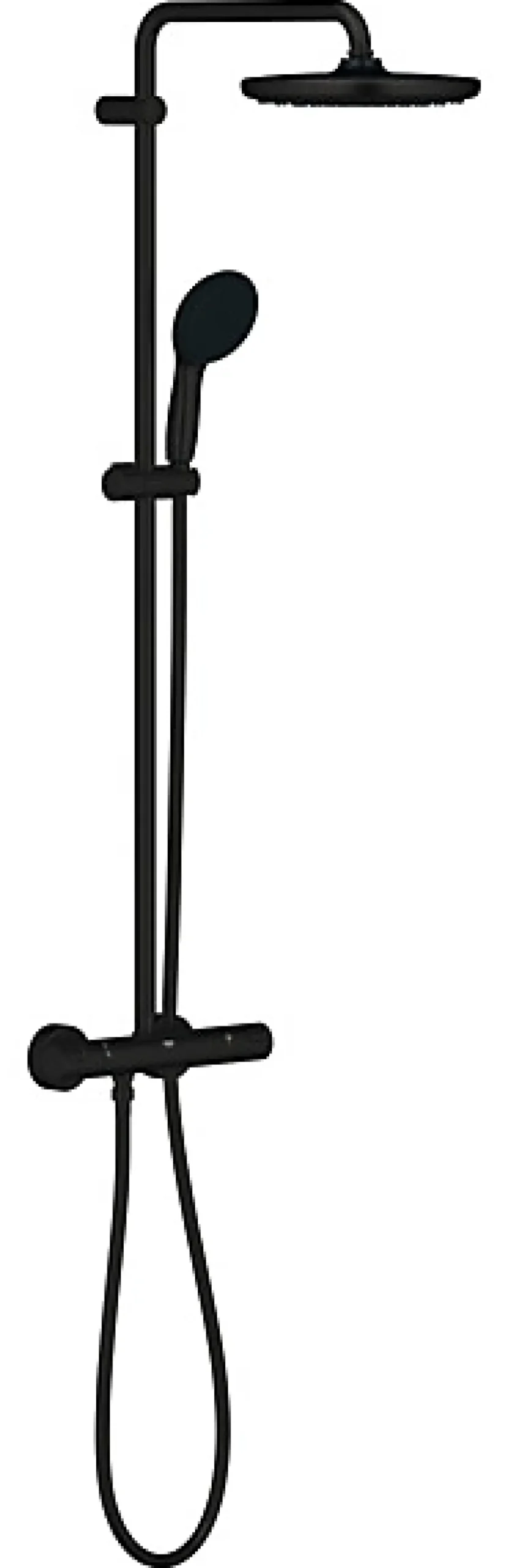 Grohe Colonne de douche thermostatique avec douchette + pommeau + flexible + barre, noir, Vitalio Start 250