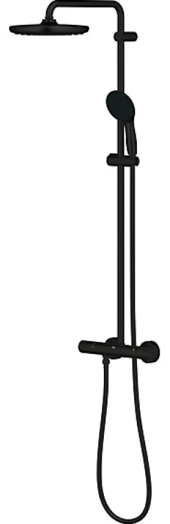 Grohe Colonne de douche thermostatique avec douchette + pommeau + flexible + barre, noir, Vitalio Start 250