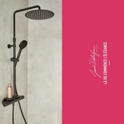 Colonne De Douche Thermostatique|Jacob Delafon Colonne de douche thermostatique Metro noir mat