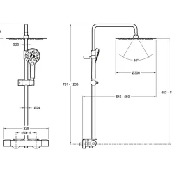 Colonne De Douche Thermostatique|Jacob Delafon Colonne de douche thermostatique Metro noir mat