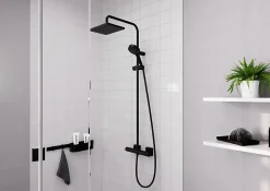 Colonne De Douche Thermostatique|Hansgrohe Colonne de douche thermostatique Vernis Shape 230 noir mat