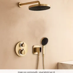 Hansgrohe Colonne de douche thermostatique Ecostat S Douche de tête Pulsify S Flexible Isiflex Douchette Pulsify bronze brossé