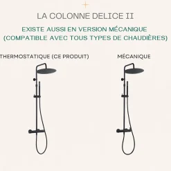 Colonne De Douche Thermostatique|Essebagno Colonne de douche thermostatique corps froid noir Delice II