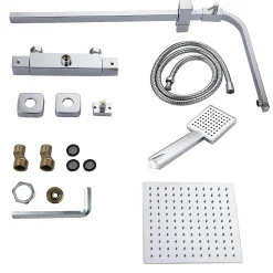Robinet De Douche|Teeno Colonne de Douche Thermostatique, avec Mitigeur Réglable Hauteur, Argentée